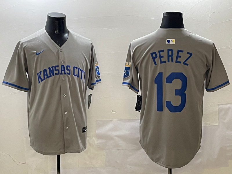 Men's Kansas City Royals Salvador Perez #13 Gray Limited Jersey Men's Kansas City Royals Salvador Perez #13 Gray Limited Jersey